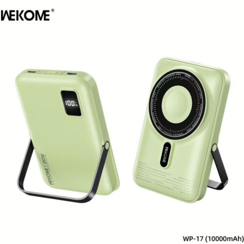 Power Bank 10000mAh PD 20W WK WP-17 1 Θέσης, με Ασύρματη Φόρτιση Magnetic Πράσινο
