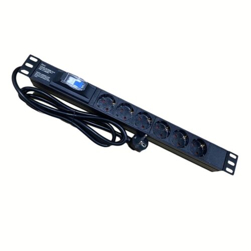 Πολύπριζο 6 Θέσεων 1U Power On PDU-CB-6 με Διακόπτη Κυκλώματος