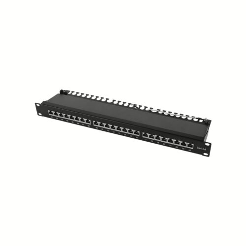 Patch Panel CAT6A 24 Θέσεων 1U Power On PP-C6A-F24 FTP με Βάση Στήριξης