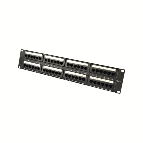 Patch Panel CAT6 48 Θέσεων 2U Power On PP-C6-U48 UTP με Βάση Στήριξης
