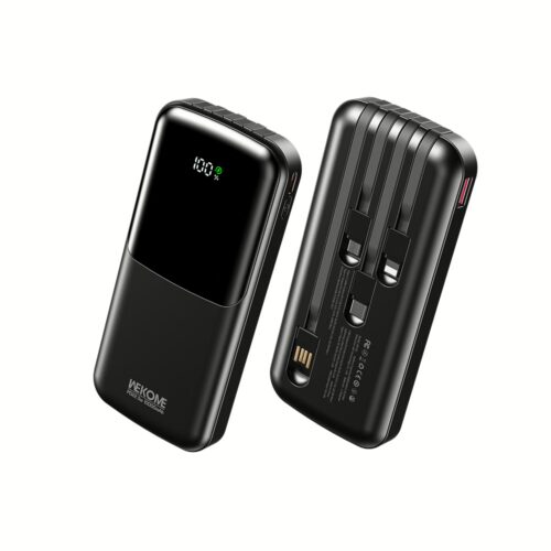 Power Bank 10000mAh PD 22,5W WK WP-65 2 Θέσεων, με καλώδιο USB-C/Lightning/Micro/USB Μαύρο
