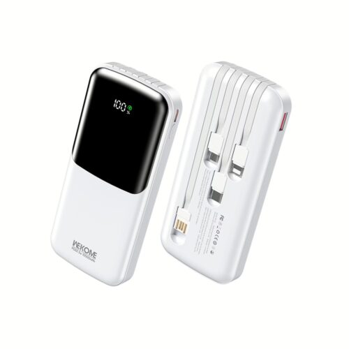 Power Bank 10000mAh PD 22,5W WK WP-65 2 Θέσεων, με καλώδιο USB-C/Lightning/Micro/USB Λευκό