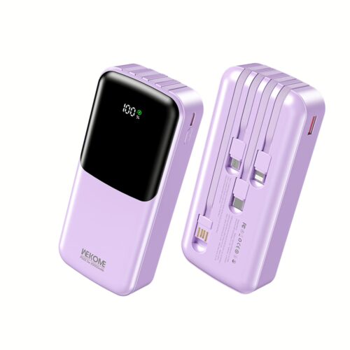 Power Bank 20000mAh PD 22,5W WK WP-66 2 Θέσεων, με καλώδιο USB-C/Lightning/Micro/USB Μωβ