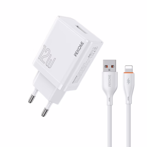 Φορτιστής Σπιτιού 12W WK WP-U76, με καλώδιο Lightning Λευκό