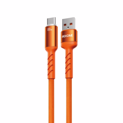 Καλώδιο Φόρτισης με LED WK WDC-C13a USB σε USB-C PD 88W 1.2m Πορτοκαλί