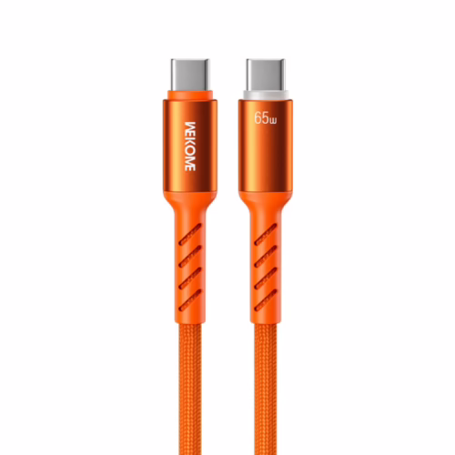 Καλώδιο Φόρτισης με LED WK WDC-C14 USB-C to USB-C PD 65W 1.2m Πορτοκαλί